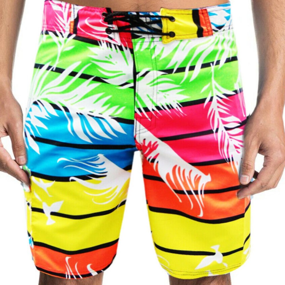 NWT PALMS SUMMER SURF BEACH MEN'S SWIMWEAR TRUNKS SLIM FIT BOARD SHORTS SIZE L